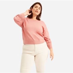 EVERLANE The Cotton Merino Summer Crew Neck Sweater in Grapefruit Size S